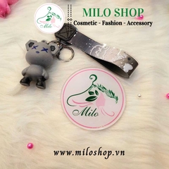 Móc khóa gấu Bearbrick màu loang (dây da)
