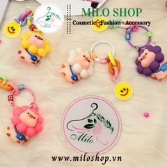 Móc khóa hình heo bông hoa