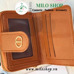 Ví ngắn cầm tay họa tiết kẻ sọc + caro + trơn (có khóa kéo và nút bấm)