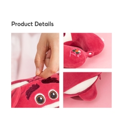 Gối cổ chữ U gấu dâu Lotso đỏ hồng