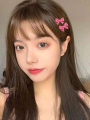 Kẹp tóc mái nơ hồng cute (set 2 cái)