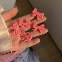 Kẹp tóc mái nơ hồng cute (set 2 cái)