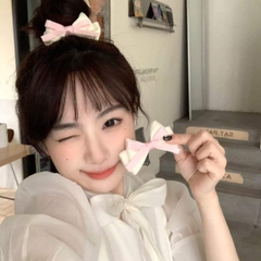 Kẹp tóc nơ đôi trắng, đen (set 2 cái)