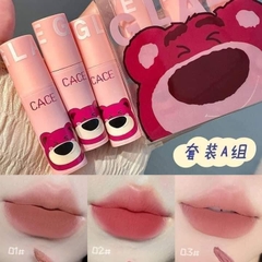 Son kem gấu dâu Lotso - Cace Berry Bear Matte Lip Mud - 3g (set 3 cây son)