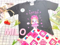 Set áo phông cô gái Lotso mix chân váy hình dâu siêu cute