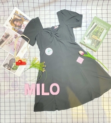 Đầm lụa nhún ngực có mút form ngắn - màu đen