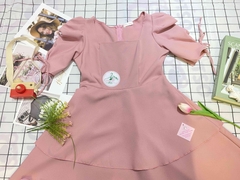 Đầm tay rút phối 2 tầng - màu ruốc