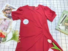 Đầm body tay bo xoắn eo - màu đỏ