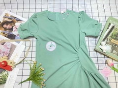 Đầm body tay bo xoắn eo - màu xanh