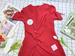 Đầm tay rút dây đính cườm eo