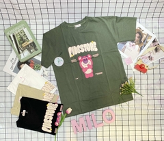 Áo thun cotton hình gấu dâu lotso mix màu