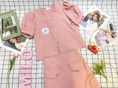 Set đầm tapta áo cài nút phối chân váy (có lót)