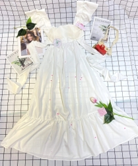 Đầm maxi cánh tiên khoét eo thắt nơ lưng