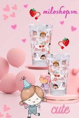 Ly thủy tinh hình bé gái chữ so cute 450ml (ly có chia vạch)