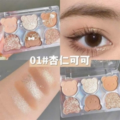 Phấn mắt 6 ô Kiss Mophy kim tuyến hình gấu