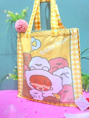 Túi tote vuông lớn form hộp mix hình cute