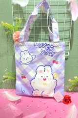 Túi tote form vuông vừa cơ bản mix hình cute