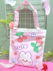 Túi tote form vuông vừa cơ bản mix hình cute