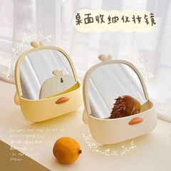 Gương make up để bàn hình vịt cute Mengshang (có khay để đồ)