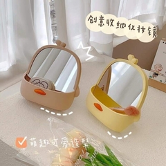 Gương make up để bàn hình vịt cute Mengshang (có khay để đồ)