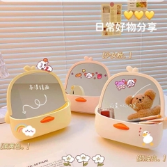 Gương make up để bàn hình vịt cute Mengshang (có khay để đồ)