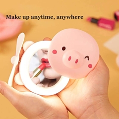 Quạt cầm tay heo hồng cute 3 in 1 có gương và đèn led HC- Mini fan