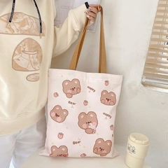 Túi tote Quảng Châu hình gấu họa tiết chữ happy bear