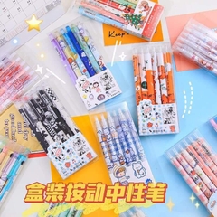Set hộp 6 bút bi bấm hoạt hình cute
