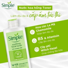 Nước hoa hồng cân bằng da Simple Soothing Facial toner - 200ml