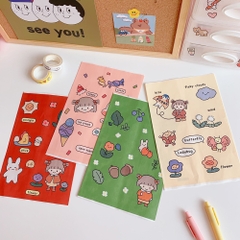 Túi giấy lụa bé gái thắt bím cute (14.5cm x 21cm)