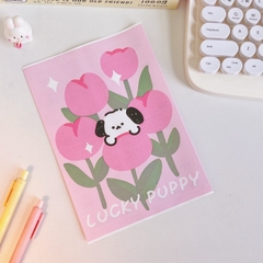 Túi giấy lụa hình cún hoa tulip (14.5cm x 21cm)