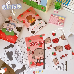 Túi giấy lụa trái dâu hoạt hình (14.5cm x 21cm)