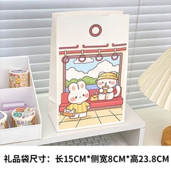 Túi giấy hoạt hình gấu + thỏ trắng size to (15cm x 8cm x 23.8cm)