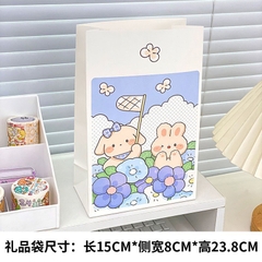 Túi giấy hoạt hình gấu + thỏ trắng size to (15cm x 8cm x 23.8cm)
