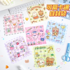 Túi zip vuông PVC hình gấu cute (14cm x 14cm)
