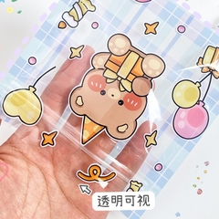 Túi zip vuông PVC hình gấu cute (14cm x 14cm)