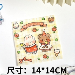 Túi zip vuông PVC hình gấu cute (14cm x 14cm)