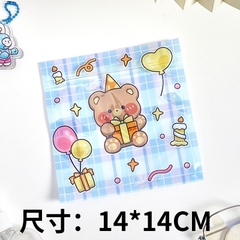 Túi zip vuông PVC hình gấu cute (14cm x 14cm)