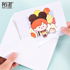 Thiệp sinh nhật hoạt hình kèm phong bao + sticker (Set 2 cái thiệp)