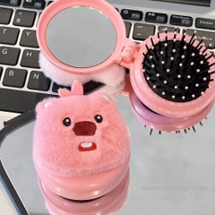 Gương lược chải tóc gỡ tóc rối Loopy gấp gọn (màu hồng)