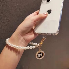 Dây móc điện thoại ngọc trai đính nơ