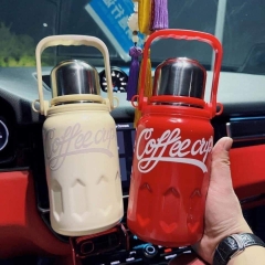 Bình giữ nhiệt có quai xách và dây đeo Coffee Cup - 1200ml (màu trắng + đỏ)