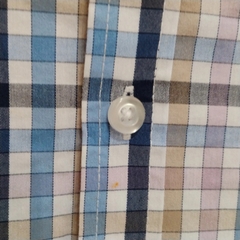 Sơ mi cộc tay Social Coast Men's Stretch Plaid Button Down - Cream / Navy-Blue-Pastel Pink