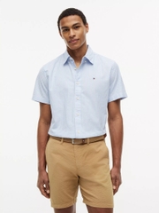 Tommy Hilfiger Regular Fit S/S Stripe Linen-Blend Shirt - Blue/White Stripe