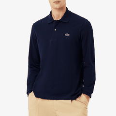 Polo Lacoste Classic Fit Long Sleeve L.12.12 - Navy Blue