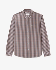 Áo sơ mi lacoste nâu trắng