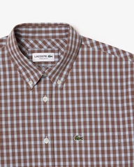 Áo sơ mi lacoste nâu trắng