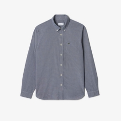 Áo sơ mi lacoste trắng xám kẻ sọc