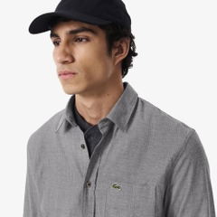 Áo sơ mi lacoste navy- blue - white xám
