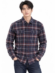 Sơ mi dài tay geogre sepia blue plaid